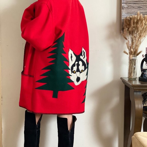 SOLD Vintage 80s Cindy Owings Husky/wolf Oversized Jacket - Picture 2 of 7